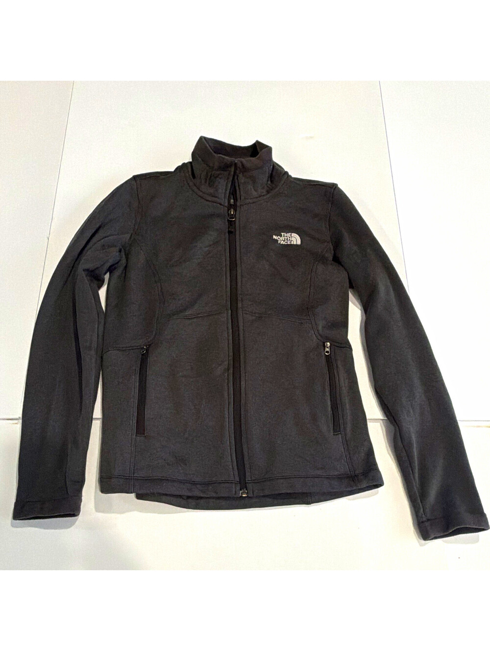 The North Face Women’s Gray Solid Logo Stand-Up Collar Full Zip Short Jacket S